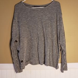 Gyft Striped Long Sleeve Blue White Top Sz M